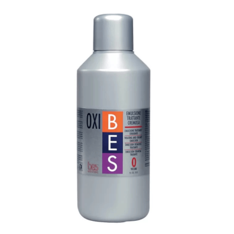 A silver plastic bottle labeled "BES Oxibes" with a red and purple logo and a gray cap.