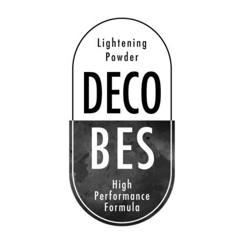 Logo for Decobes Lightning Powder. The text reads: "Decobes Lightning Powder High Performance Formula" on a black and white capsule-shaped background.