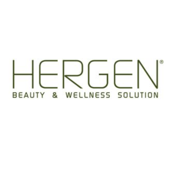 Logo with the text "HERGEN Beauty & Wellness Solution" in green capital letters on a white background, emphasizing BES Hergen Scalp.